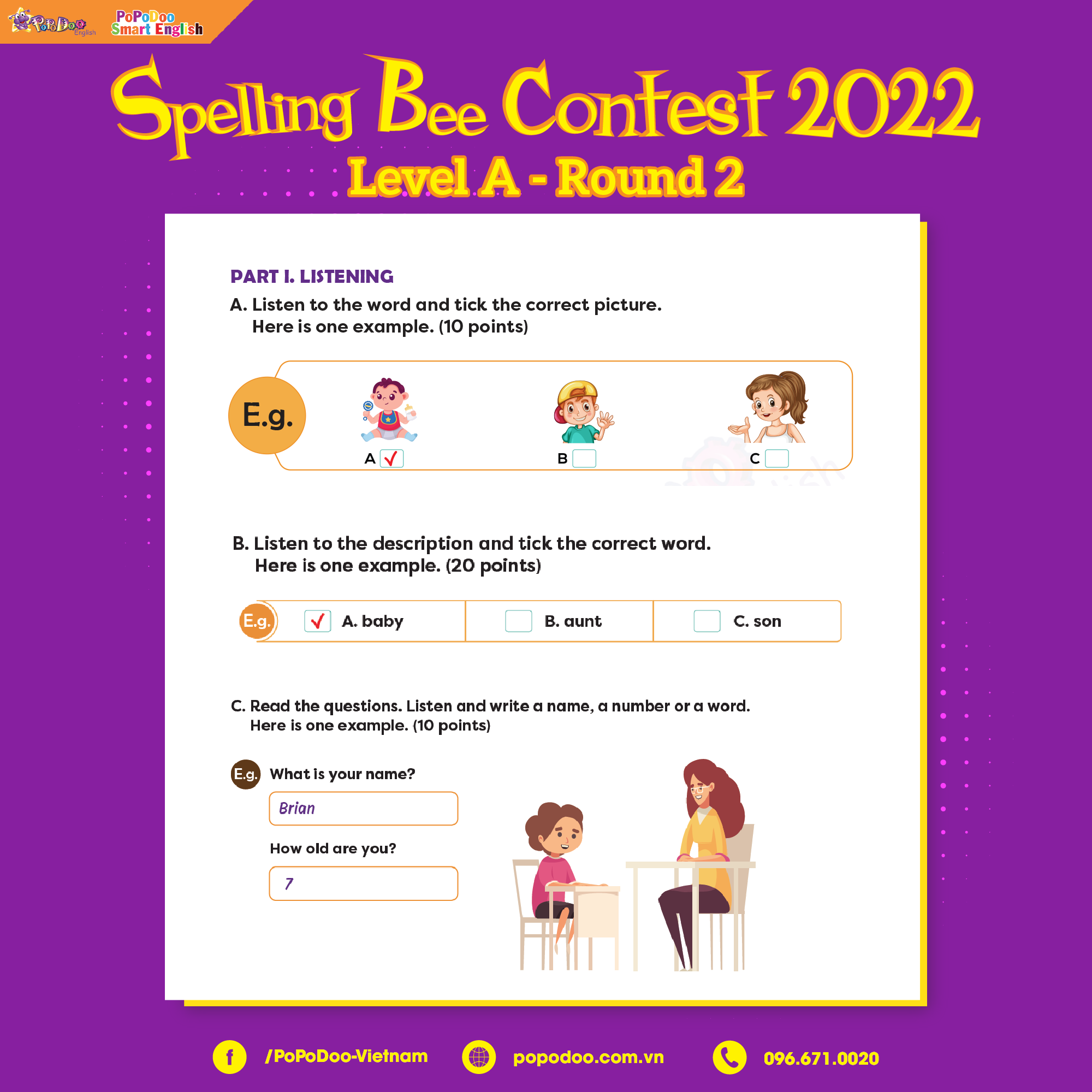 DẠNG ĐỀ THI POPODOO SPELLING BEE CONTEST 2022 - ROUND 2